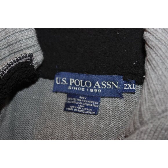 U.S. Polo Assn. Mens 2XL Gray Acrylic & Polyester Half-Zip Sweater - Picture 7 of 10